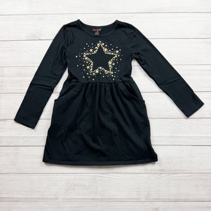 Cat & Jack Black Star Graphic Long Sleeve Pocket A-Line Dress Girls M 7-8