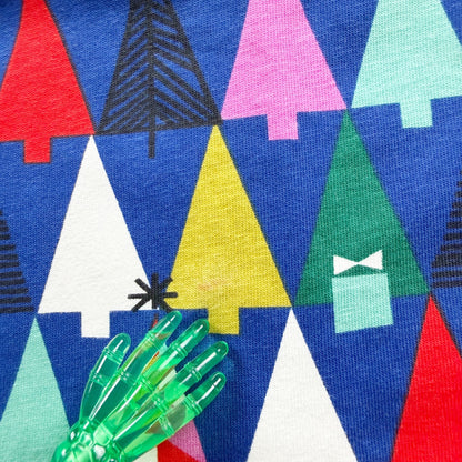Hanna Andersson Girls Geometric Tree Long Sleeve Dress Blue Multi Cotton 5