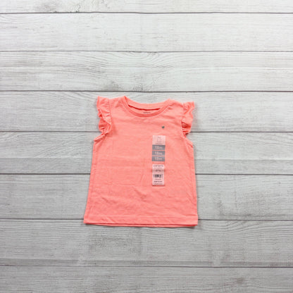 Carter’s Toddler Girl Flutter Sleeve Tank Top Coral Sleeveless NWT 12-18 Months