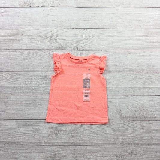 Carter’s Toddler Girl Flutter Sleeve Tank Top Coral Sleeveless NWT 12-18 Months
