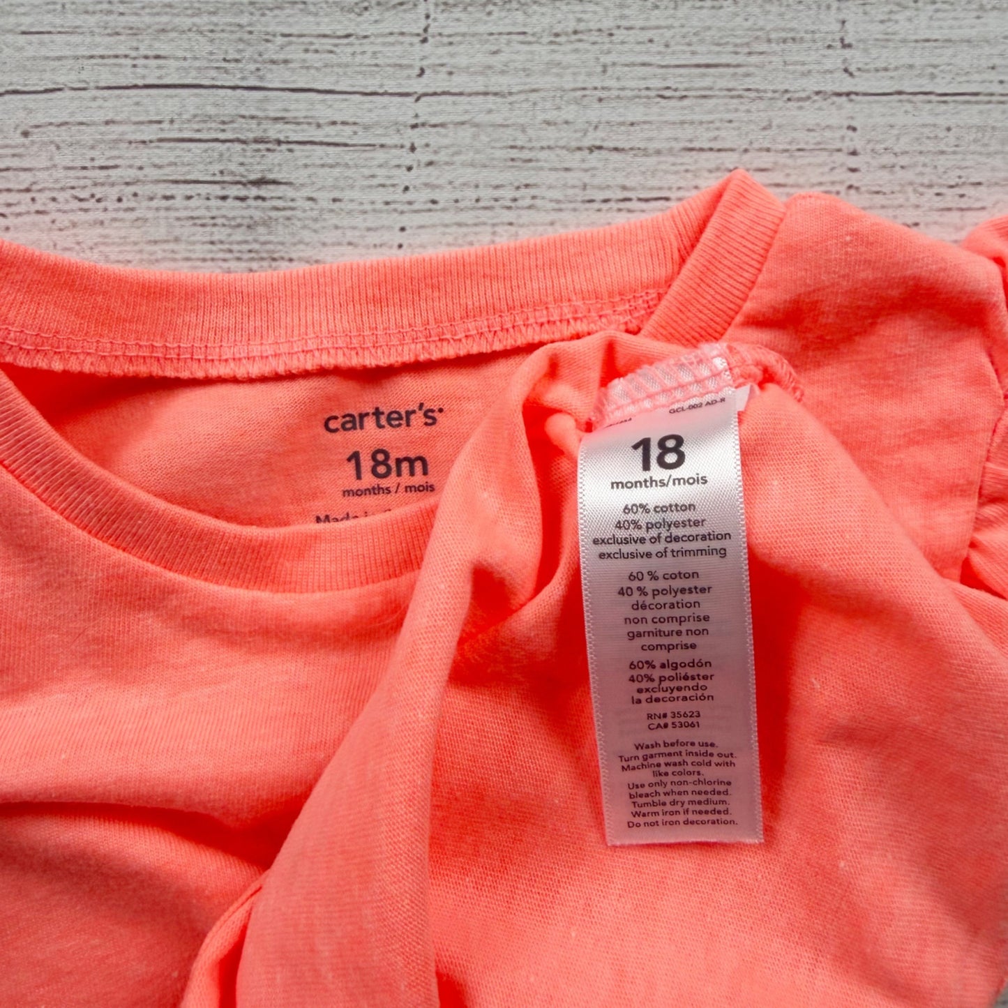 Carter’s Toddler Girl Flutter Sleeve Tank Top Coral Sleeveless NWT 12-18 Months