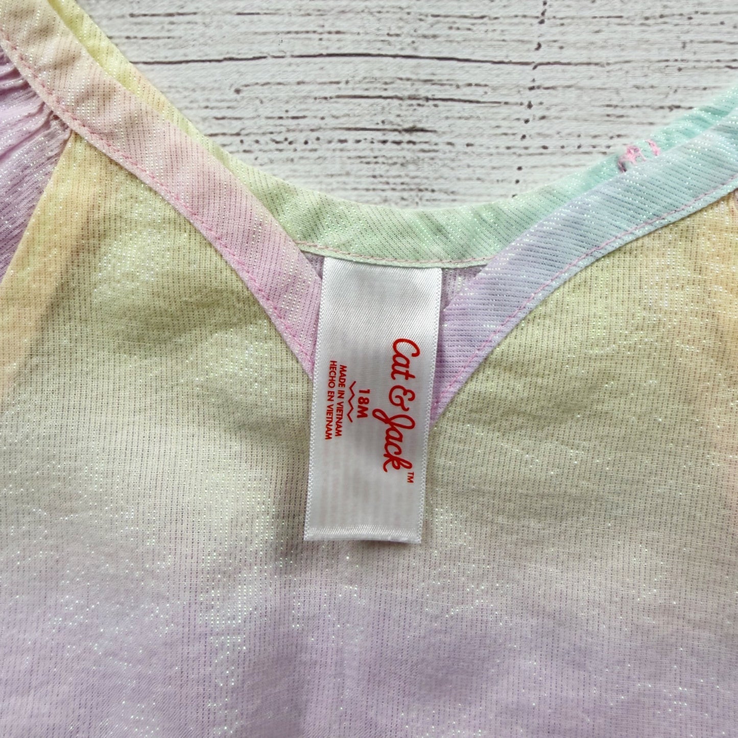 Cat & Jack Pastel Rainbow Shimmer Dress Toddler Girl Ombre Summer 12-18 Months