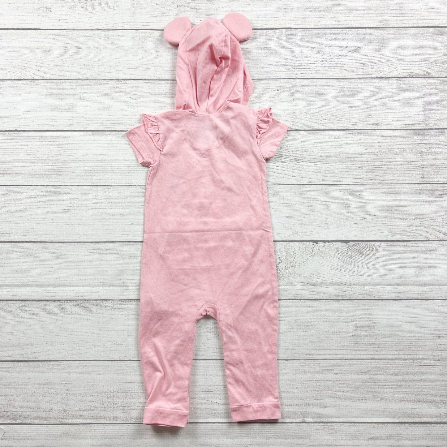 Disney Baby Minnie Mouse Romper Hooded One Piece Bow Ears 12-18 Months
