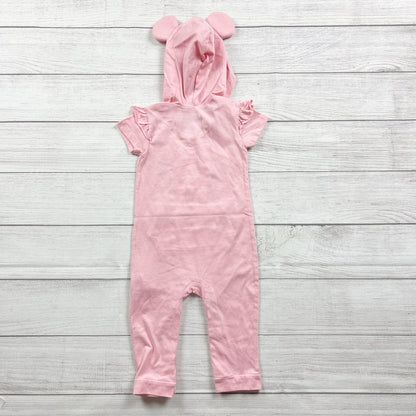 Disney Baby Minnie Mouse Romper Hooded One Piece Bow Ears 12-18 Months