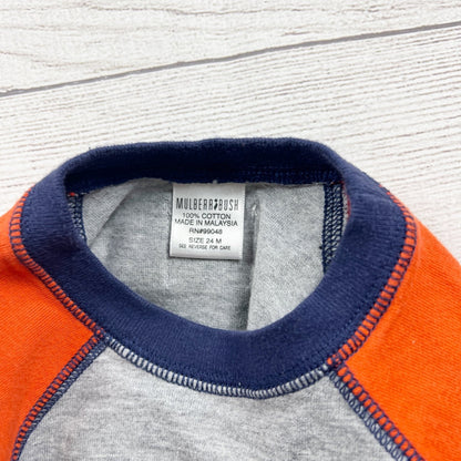 Mulberribush Baby Beach Themed Romper Orange Gray Short Sleeve 18-24 Months