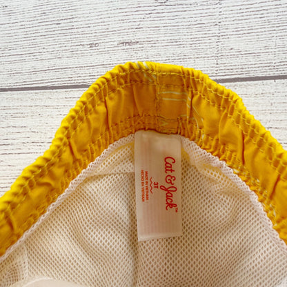 Cat & Jack Boys Yellow Swim Trunks Peace Sign Print Mesh Lining NWT 3T