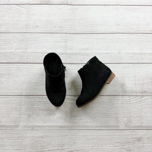 Cat & Jack Toddler Girls Black Ankle Boots  Side Zip Faux Suede Low Heel 8