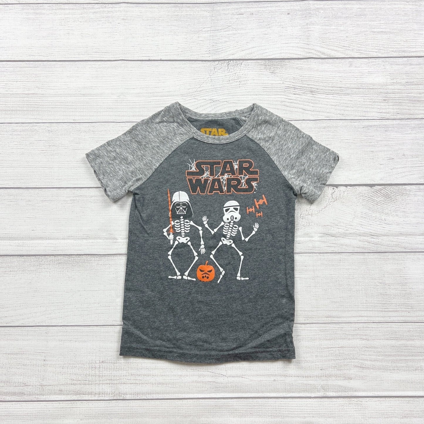Star Wars Boys Skeleton Halloween Raglan Short Sleeve T-Shirt Stormtrooper 4T