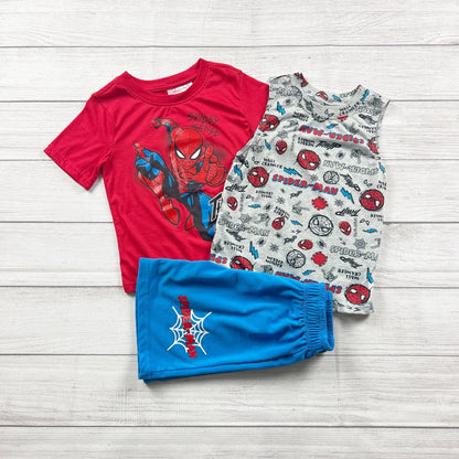 Marvel SpiderMan Boys 3pc Pajamas Set T-Shirt Tank Shorts 4T