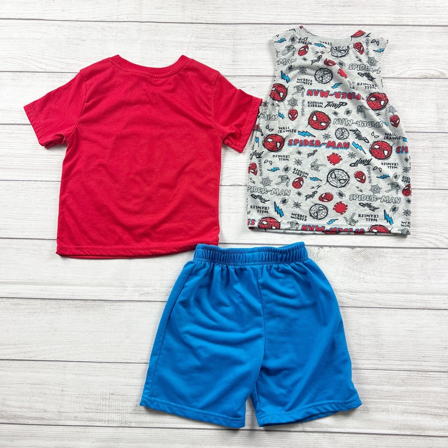 Marvel SpiderMan Boys 3pc Pajamas Set T-Shirt Tank Shorts 4T