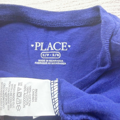 Children's Place Girls Ice Skating Graphic Blue Long-Sleeve Tee S 5-6