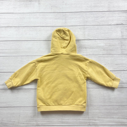 Zara Baby Yellow Hooded Sweatshirt "Big Thanks" Cotton Blend 18-24 Months