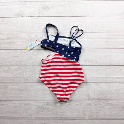 Cat & Jack Girls One Piece Swimsuit Stars Stripes Red White Blue Cutout NWT M 8