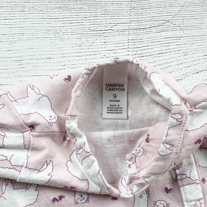 Harper Canyon Baby Pink Llama Print Footed Pajamas 6-9 Months