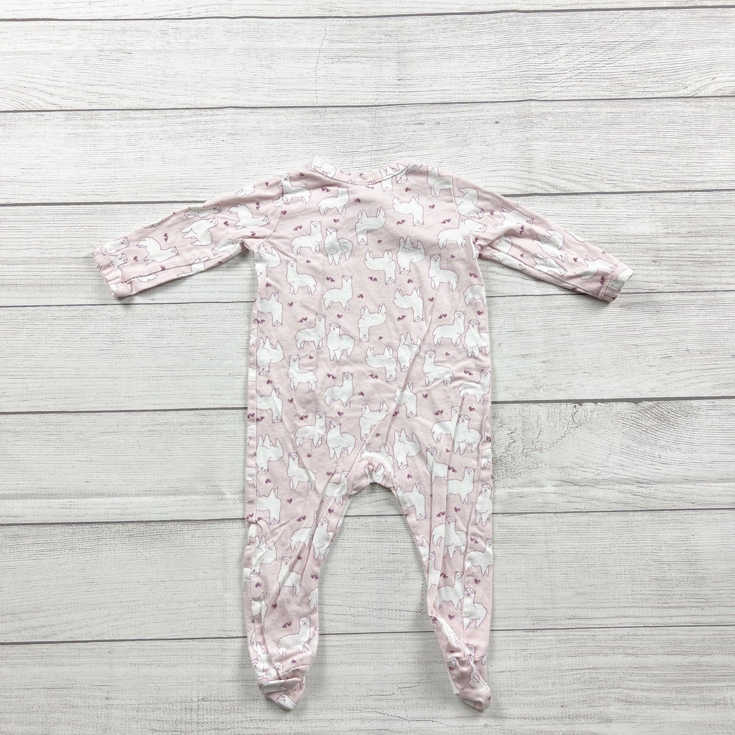 Harper Canyon Baby Pink Llama Print Footed Pajamas 6-9 Months