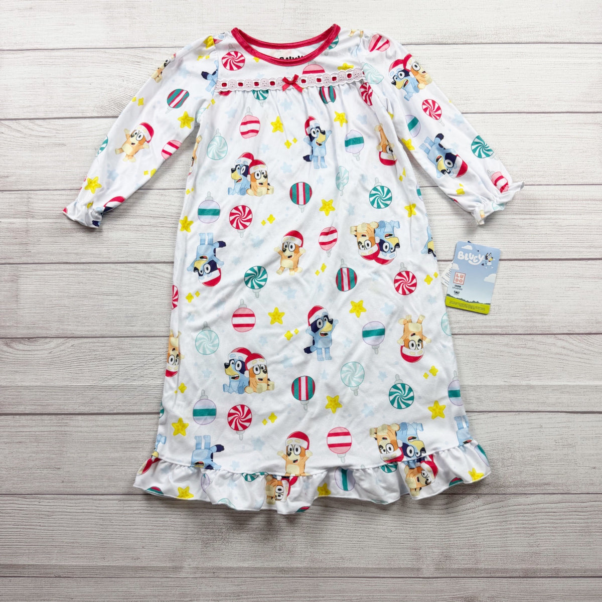 Bluey Christmas Girls Nightgown Holiday Granny Pajamas NWT 4T