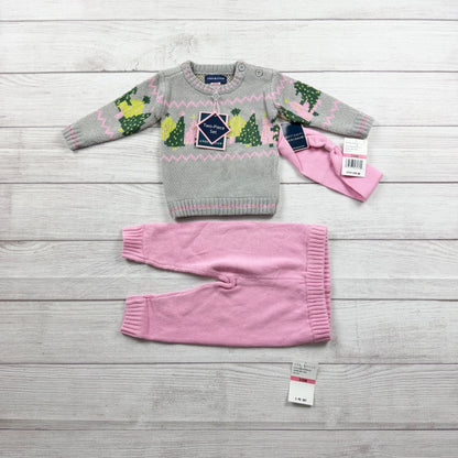 Andy & Evan Baby Girl Set Knit Pants Fair Isle Tree Sweater NWT 3-6 Months