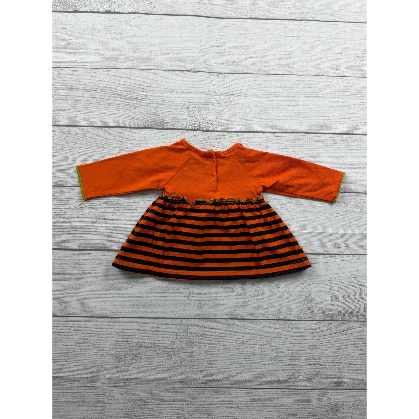 Halloween Pumpkin Dress Outfit Set Striped Dress + Black Tights Newborn