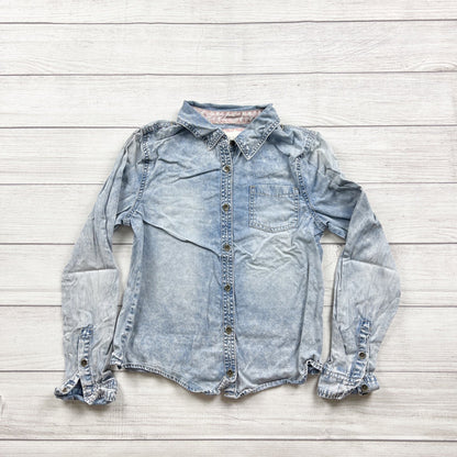 Forever 21 Girls Denim Button Up Shirt Long Sleeve Acid Wash 13-14