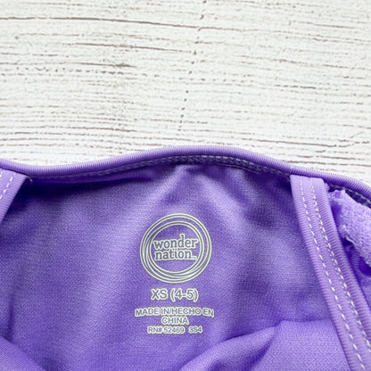 Wonder Nation Girls Purple Eyelet Ruffle One Piece Swimsuit Stylish XS 4-5