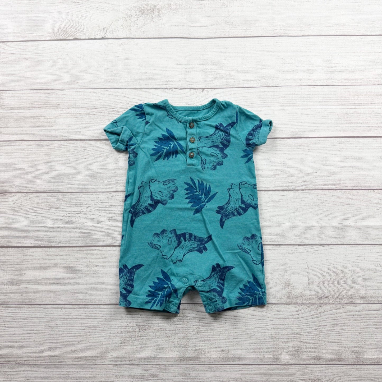 Carter’s Romper Dinosaur Print Henley One Piece Outfit 12-18 Months