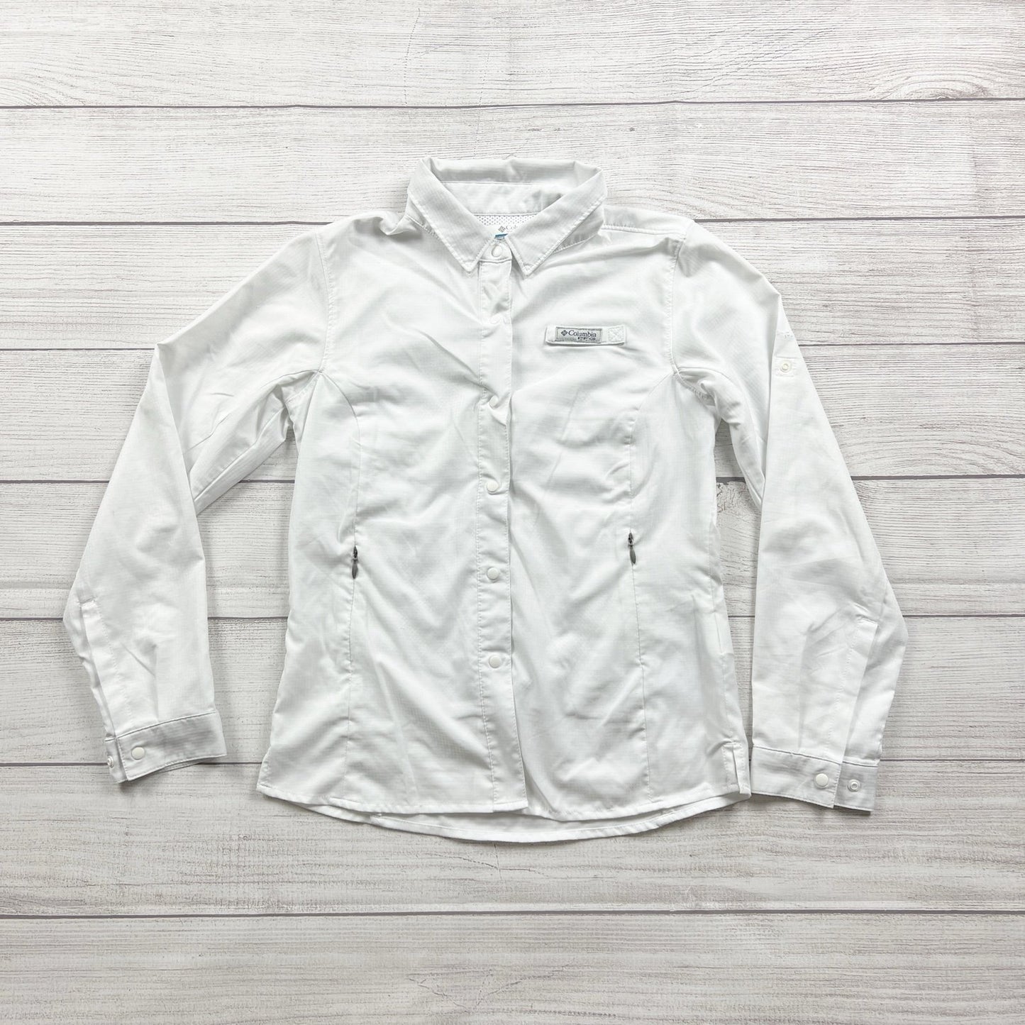 Columbia Omni-Shade PFG Long Sleeve White Fishing Shirt Lightweight M 10-12