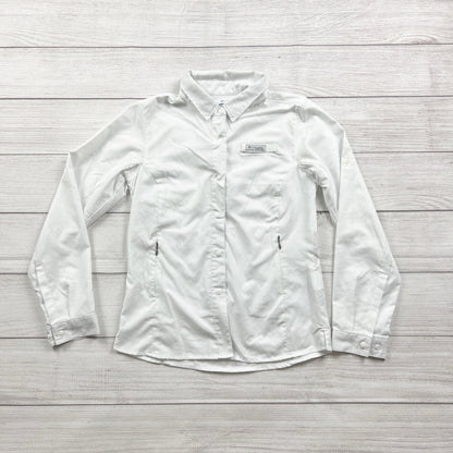Columbia Omni-Shade PFG Long Sleeve White Fishing Shirt Lightweight M 10-12