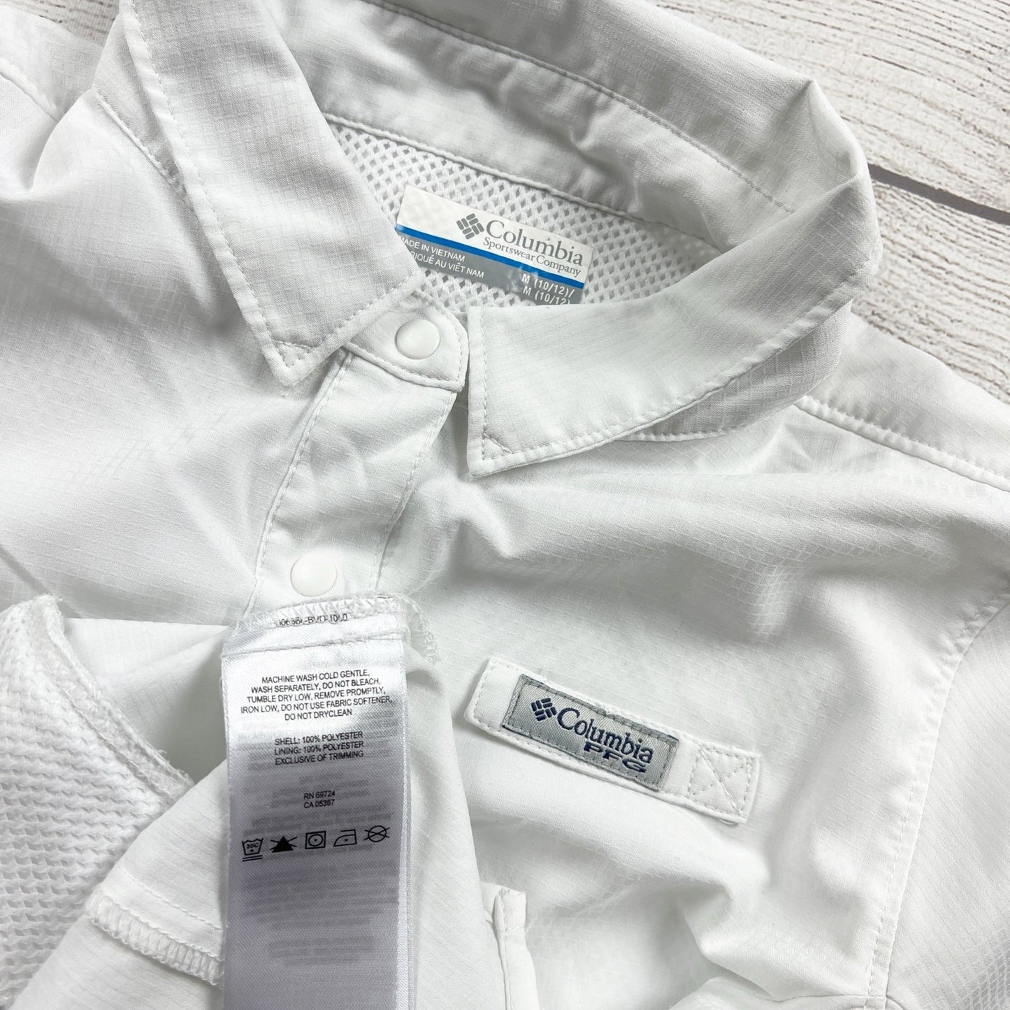 Columbia Omni-Shade PFG Long Sleeve White Fishing Shirt Lightweight M 10-12