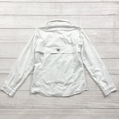 Columbia Omni-Shade PFG Long Sleeve White Fishing Shirt Lightweight M 10-12