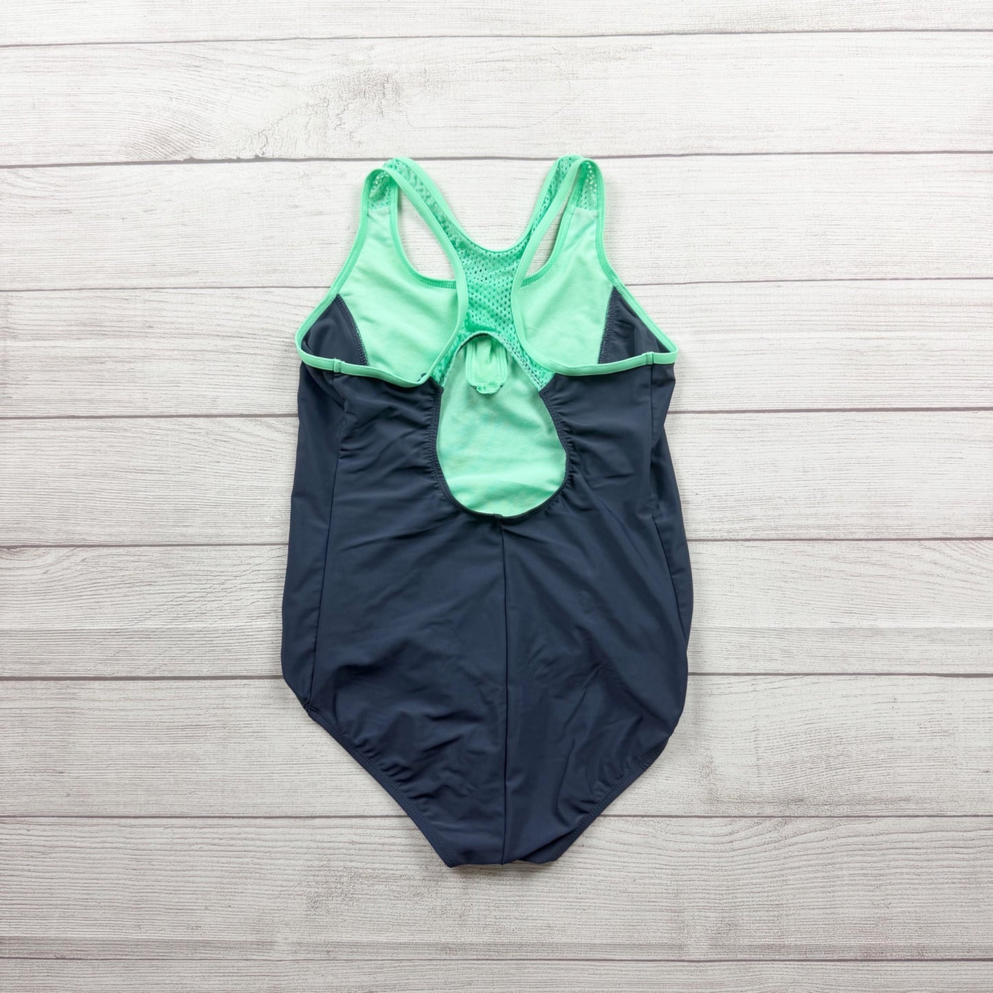 ZeroXposur Girls Athletic One Piece Swimsuit Zipper Stripes XL 16