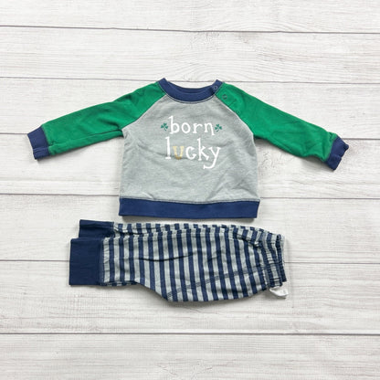 Cat & Jack Baby Outfit Set Born Lucky Shirt St Patrick’s Day 6-9 Months