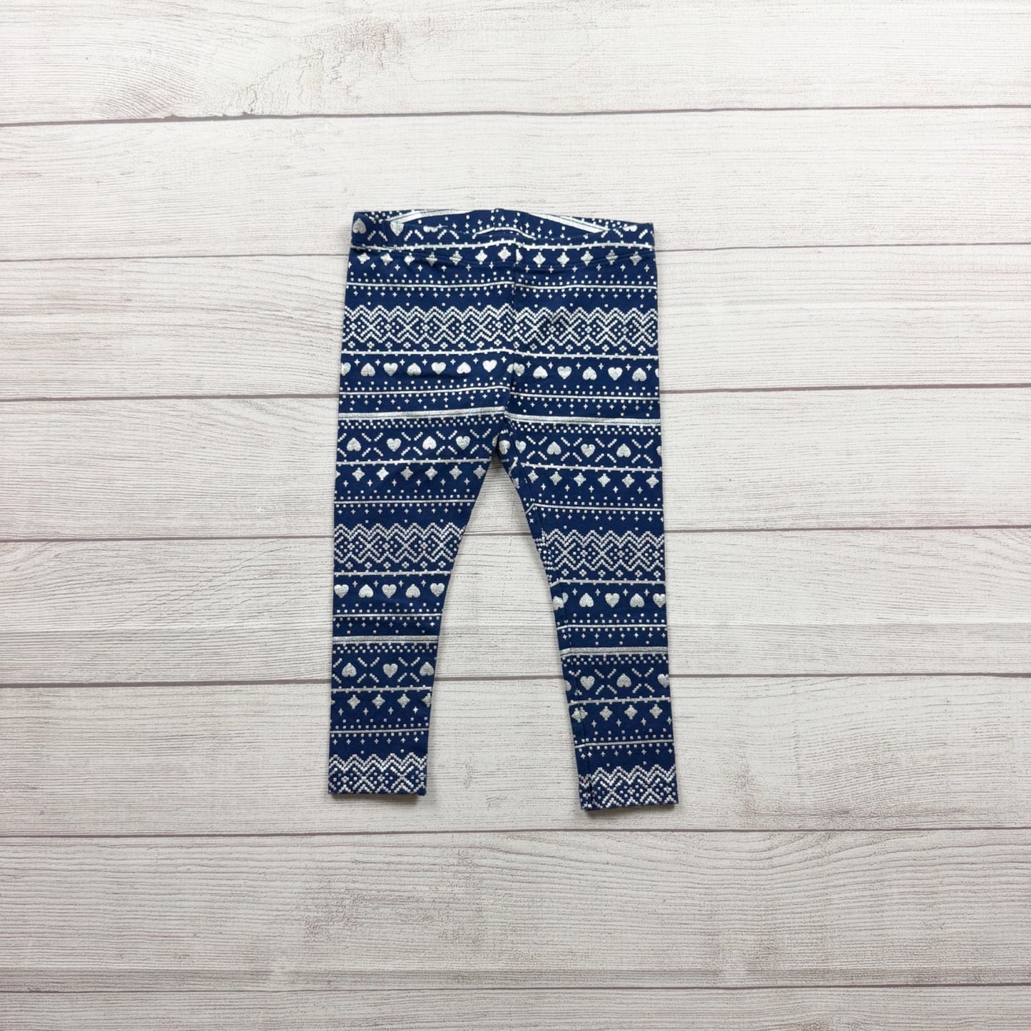 Jumping Beans Toddler Girls Navy Blue Winter Fair Isle Print Leggings 4T