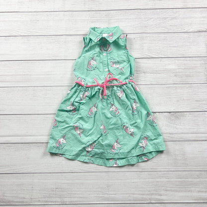 Carter’s Toddler Dress Unicorn Print Sleeveless Shirt Dress with Belt 4T