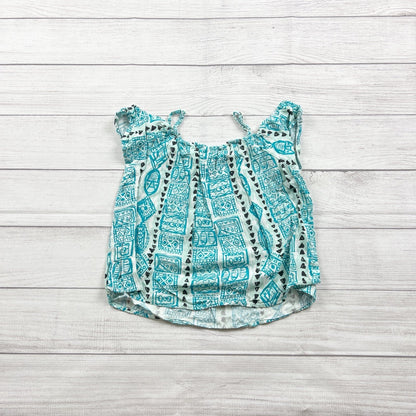 Mudd Girls Boho Print Blue White Rayon Top Tunic Style Lightweight 12