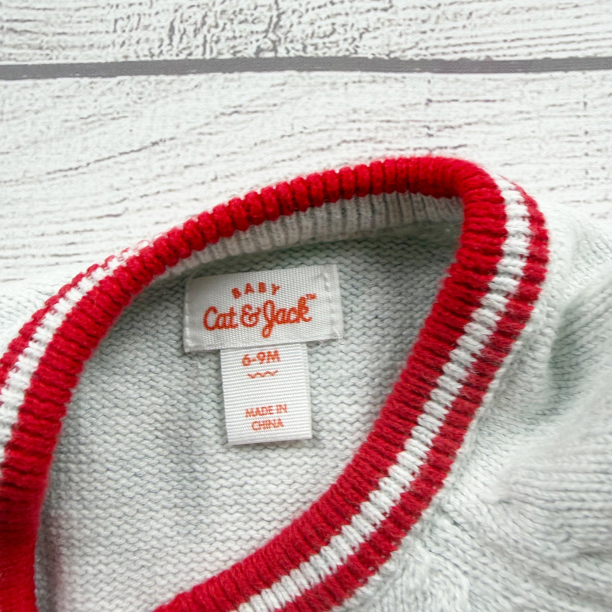 Cat & Jack Baby Knit Striped One Piece Buttoned Romper Red 6-9 Months
