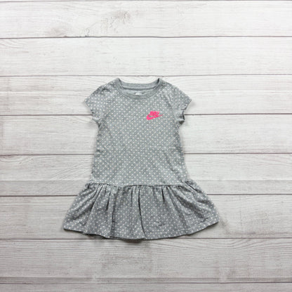 Nike Toddler Girls Polka Dot Ruffle Hem Dress Gray 2T