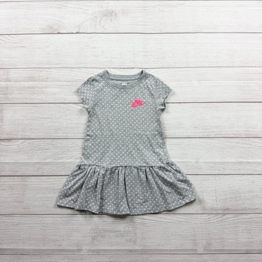 Nike Toddler Girls Polka Dot Ruffle Hem Dress Gray 2T
