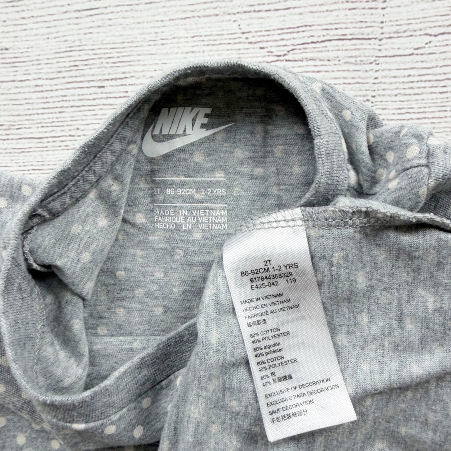 Nike Toddler Girls Polka Dot Ruffle Hem Dress Gray 2T