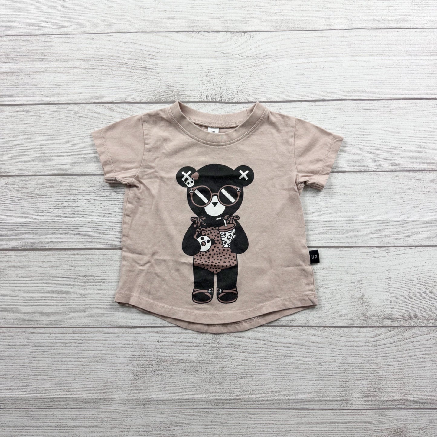 Hux Baby Girls Cool Bear Graphic T-Shirt Organic Cotton 12-18 Months