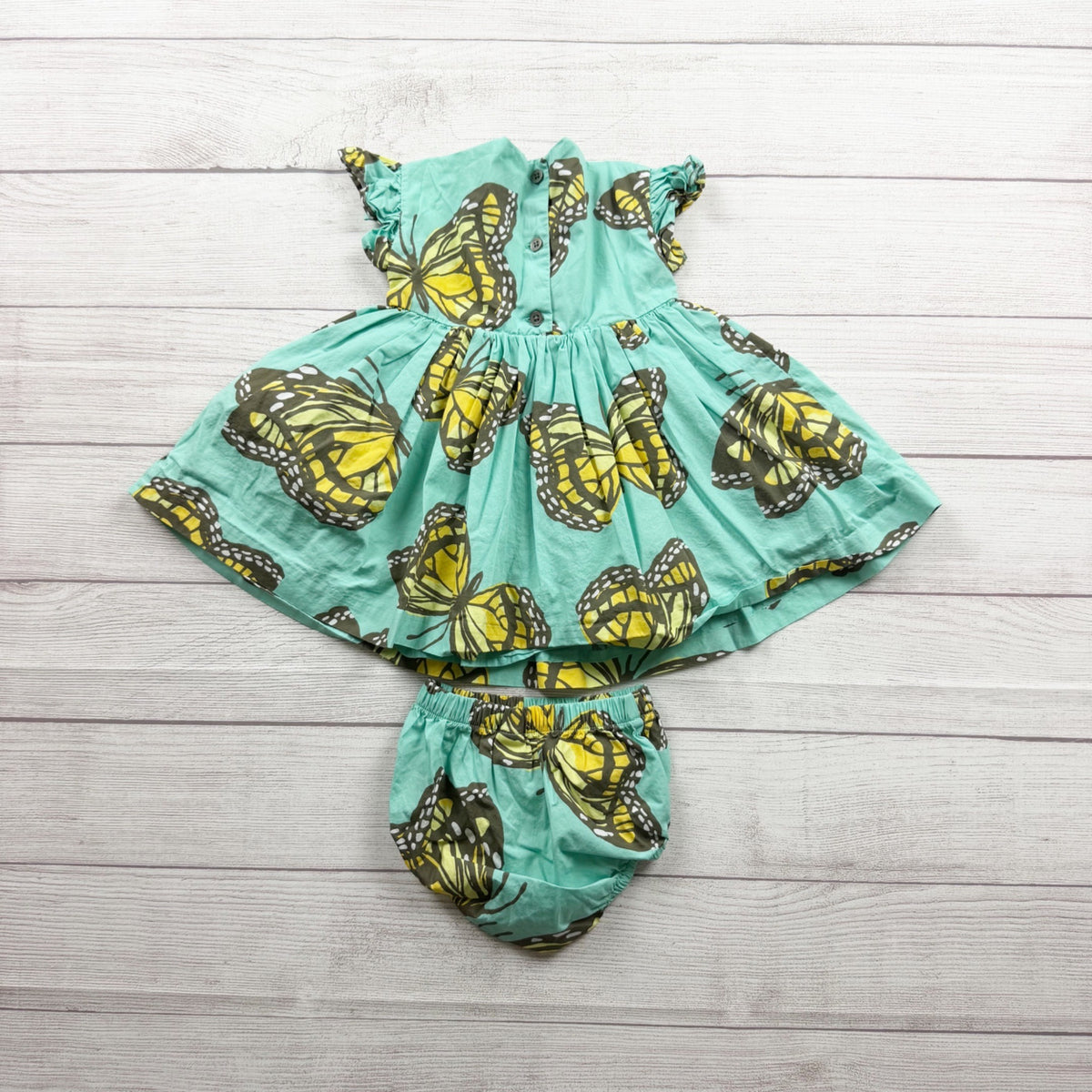 Tea Collection Butterfly Print Baby Dress Bloomers 12-18 Months