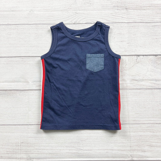 Epic Threads Toddler Boys Navy Tank Top Red White Side Stripes Pocket 2T