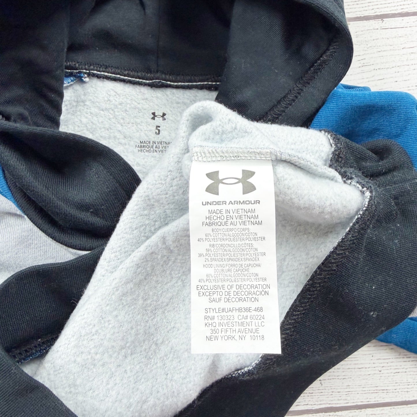 Under Armour Boys Hoodie Sweatshirt Blue Gray Black Fleece Pullover NWT 5