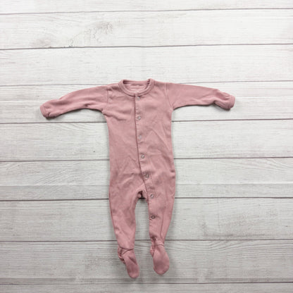 Lovedbaby Organic Cotton Footed Baby Sleeper Dusty Pink Snaps 0-3 Months