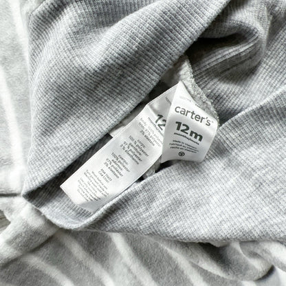 Carter's Baby Hoodie Jacket Set Gray White Stripe Zip-Up Outfit 12 Months