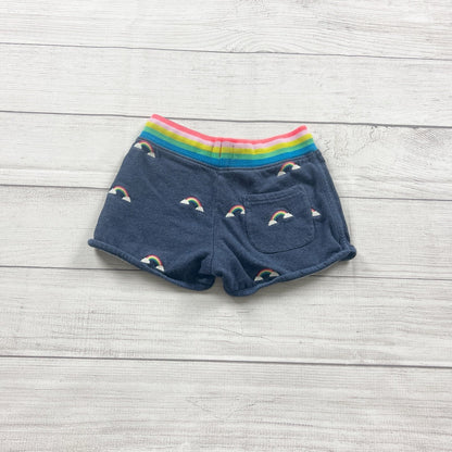 Mini Boden Girls Sweatshorts Rainbow Print Shorts Colorful Stripe Waistband 7