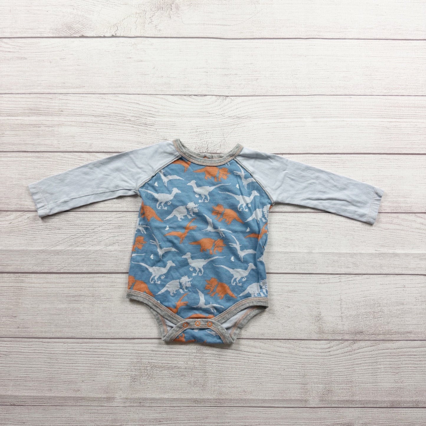 Burt's Bees Baby Long Sleeve Organic Cotton Dinosaur Bodysuit 6-9 Months