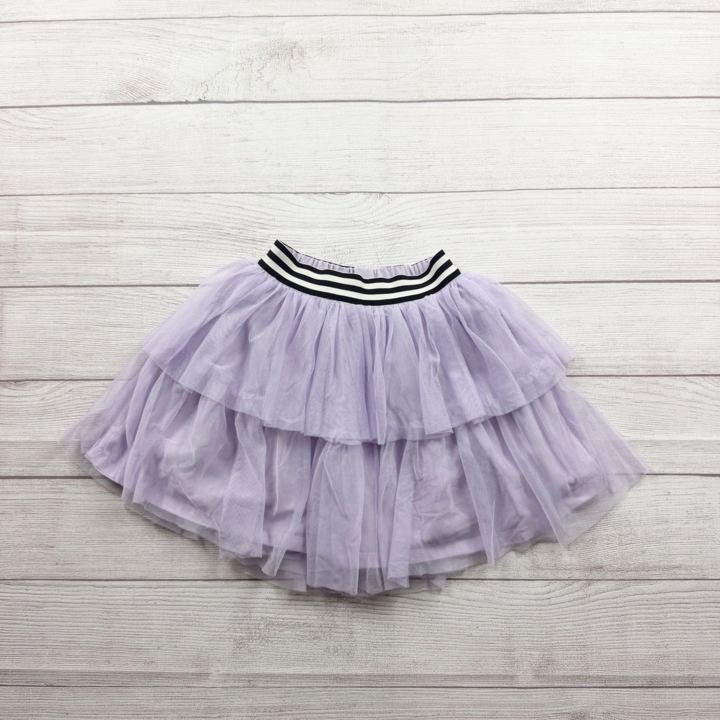 Tea Collection Girls Layered Lavender Tulle Skirt Striped Elastic Waist 6
