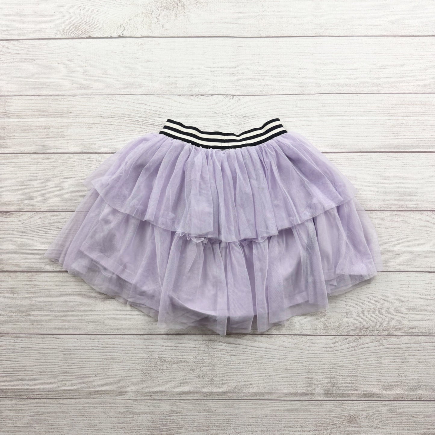 Tea Collection Girls Layered Lavender Tulle Skirt Striped Elastic Waist 6
