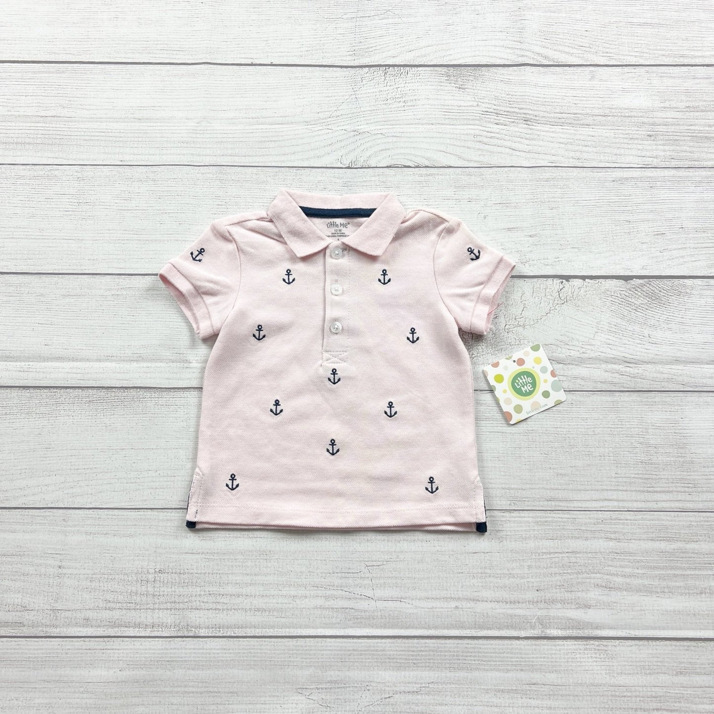 Little Me Toddler Boys Polo Shirt Anchor Print Collared Top NWT 12 Months