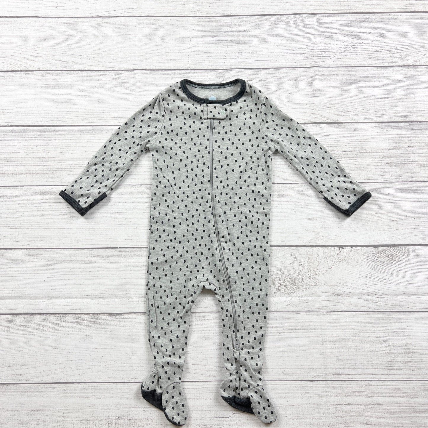 Cloud Island Footed Sleeper Polka Dot Long Sleeve Zip Up One Piece 6-9 Months
